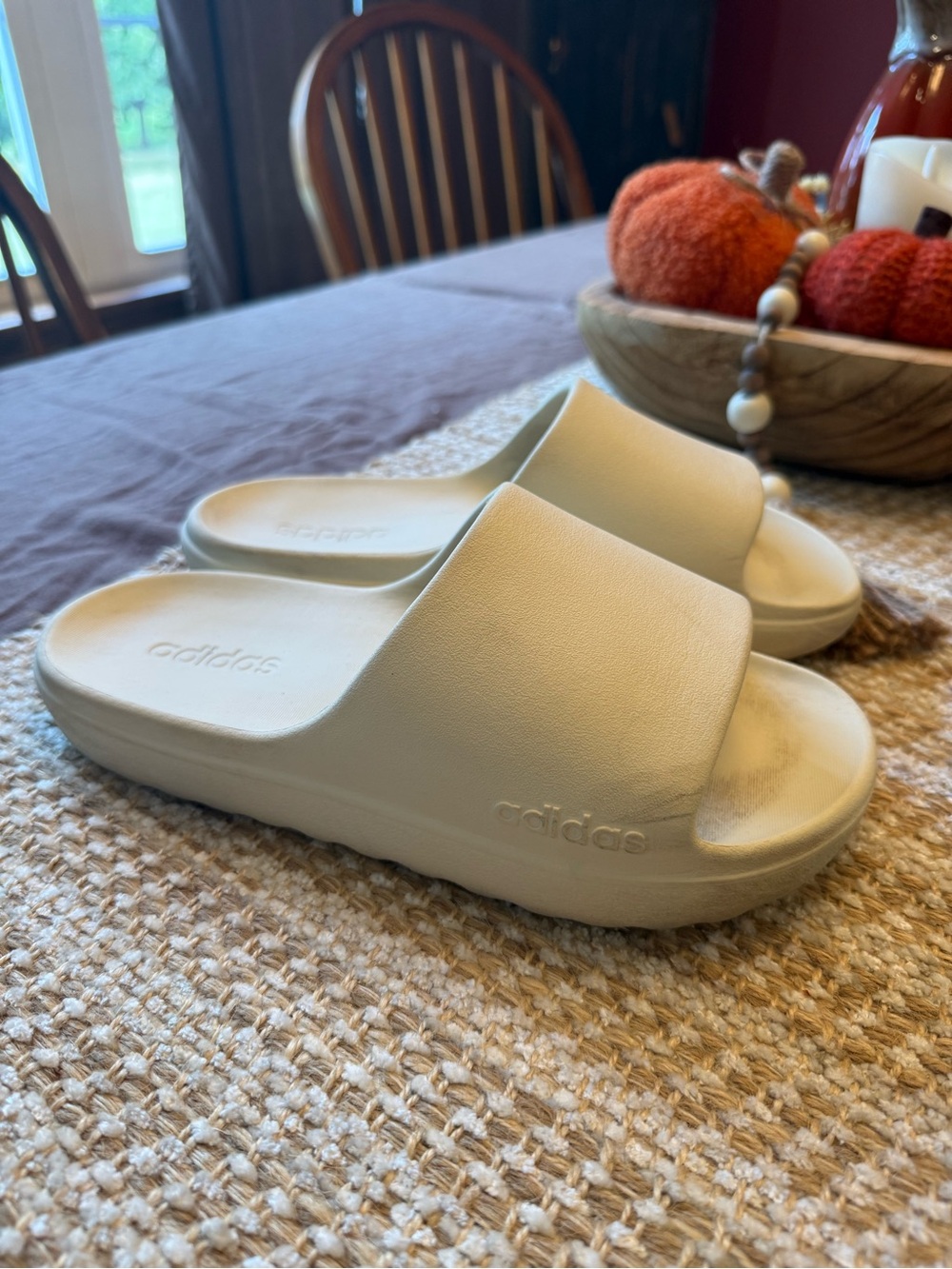 adidas Kids Neutral Cream Slide Sandals